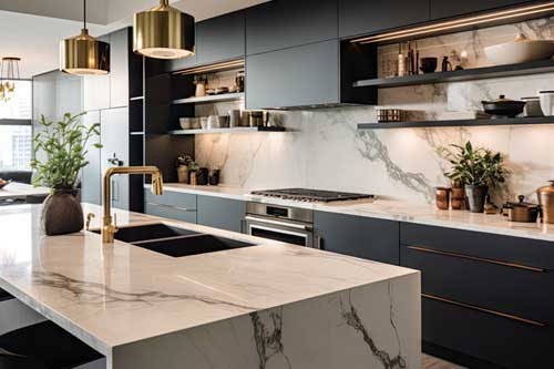 Elegant Lopez Island marble counters in WA near 98261